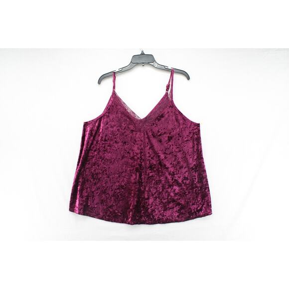 Torrid Tank Top Women’s 1X Burgundy Crushed Velvet Cami Y2K Party Whimsy Goth - Picture 1 of 7